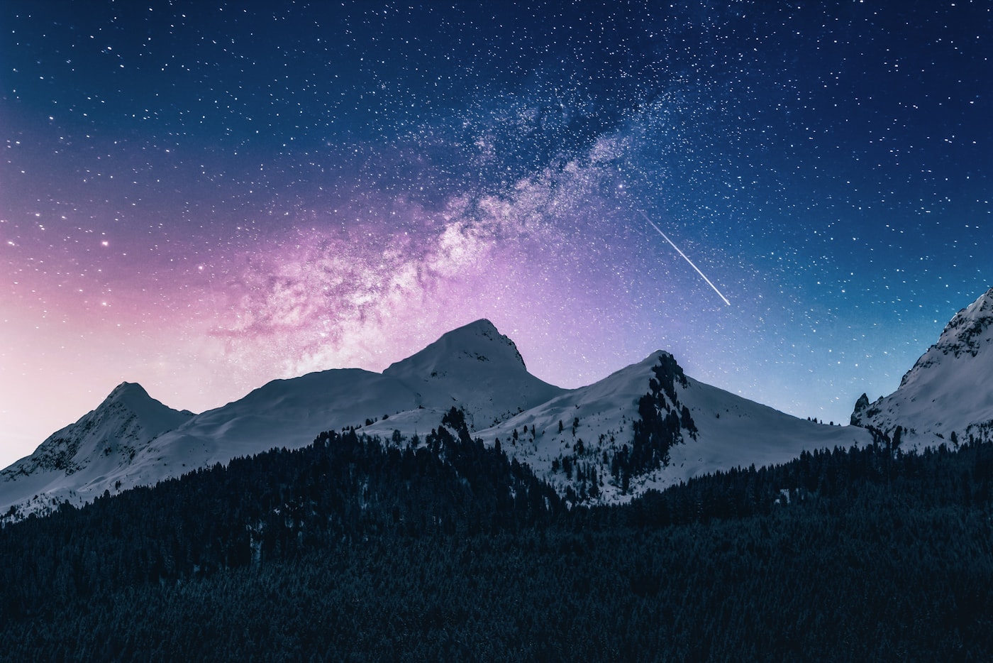 Milky Way over mountain peaks